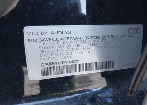 2013 Audi A4 2.0T Premium from USA, damaged, VIN WAUBFAFL2DA144502
